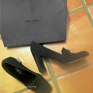 Prada Women's Black Loafer Heels